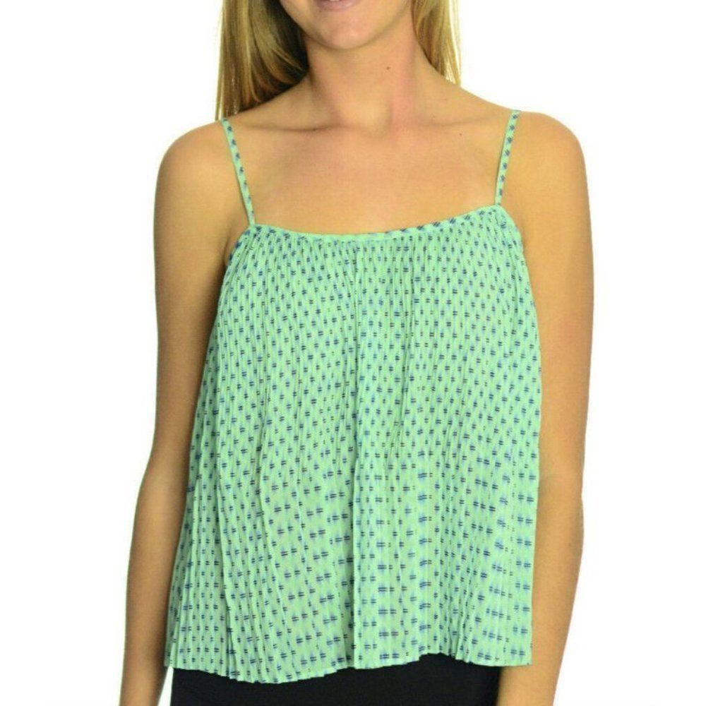 BCBGeneration Aqua Green Pleated Tank Top Cami XXS